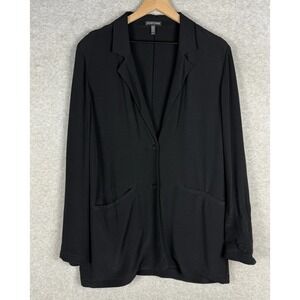 Eileen Fisher Jacket Womens Small Black Button Up Lyocell Lightweight Minimalist